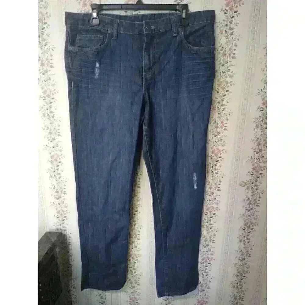 Calvin Klein Jeans Womens Blue Denim Straight Leg Pants Medium Wash Size 31/12